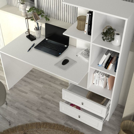 Γραφείο Εργασίας Mantra Megapap Χρώμα Λευκό 150x60x152εκ.