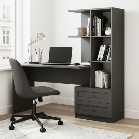 Γραφείο Εργασίας Mantra Megapap Χρώμα Ανθρακί 150x60x152εκ.