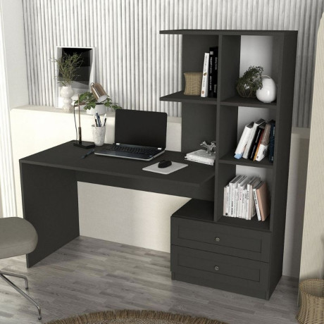 Γραφείο Εργασίας Mantra Megapap Χρώμα Ανθρακί 150x60x152εκ.