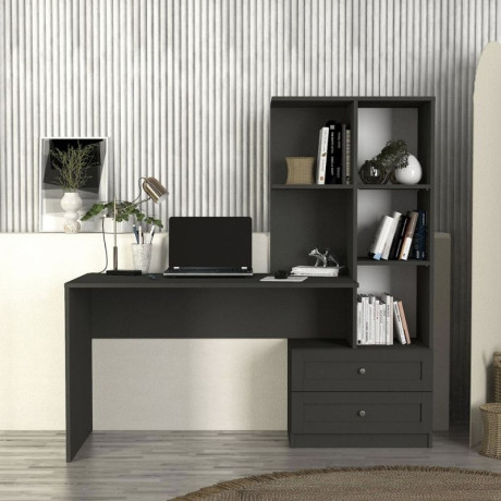 Γραφείο Εργασίας Mantra Megapap Χρώμα Ανθρακί 150x60x152εκ.