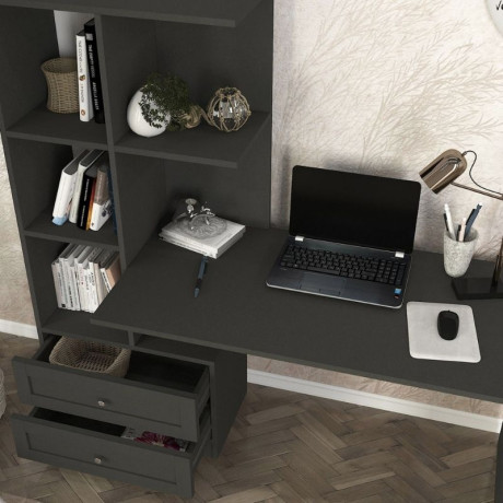 Γραφείο Εργασίας Mantra Megapap Χρώμα Ανθρακί 150x60x152εκ.