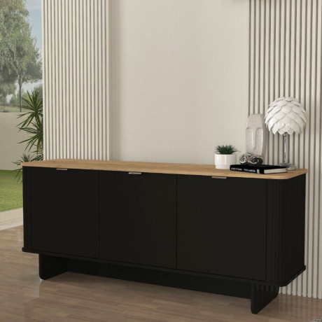 Μπουφές Bohema Megapap Χρώμα Μαύρο - Sepet oak 180x47x76,6εκ.