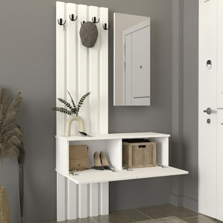 Έπιπλο Εισόδου Kanso Megapap Χρώμα Λευκό 100x35x196,7εκ.