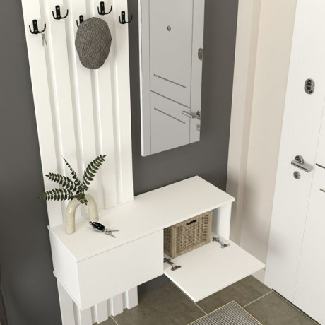 Έπιπλο Εισόδου Kanso Megapap Χρώμα Λευκό 100x35x196,7εκ.