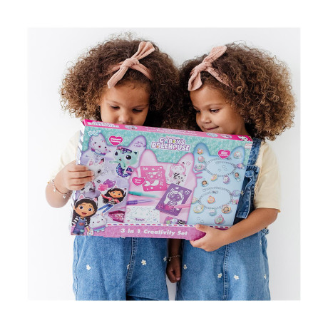 Totum: Gabby's Dollhouse - 3 in 1 Creativity set Diamond Painting, Glitter Charm Bracelets & Spray Pens (Tt420366)
