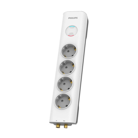 Philips Spn7041wa.grs Πολύπριζο Ασφαλείας 4 Θέσεων με Προστασία Ομοαξονικού Καλωδίου Τηλεόρασης