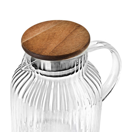 Estia Κανατα Γυαλινη Allure 1300ml με Ξυλινο Καπακι