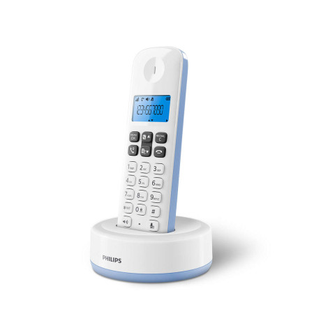 Philips D1611b.grs Μαύρο (Ελληνικό Μενού) Ασύρματο Τηλέφωνο Ανοιχτή Ακρόαση Γαλάζιο