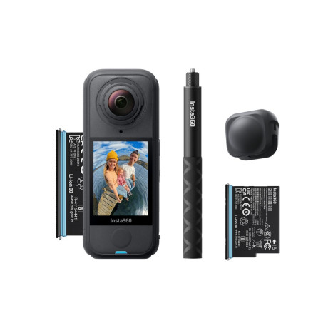 Insta360 x4 air Starter Bundle - Lightweight 8k 360 ai Actioncam Selfie Stick, 2x Battery, Lens cap