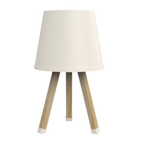 Φωτιστικό Επιτραπέζιο Ξύλινο - Πλαστικό Χρώμα Μπεζ Ø18x34εκ.