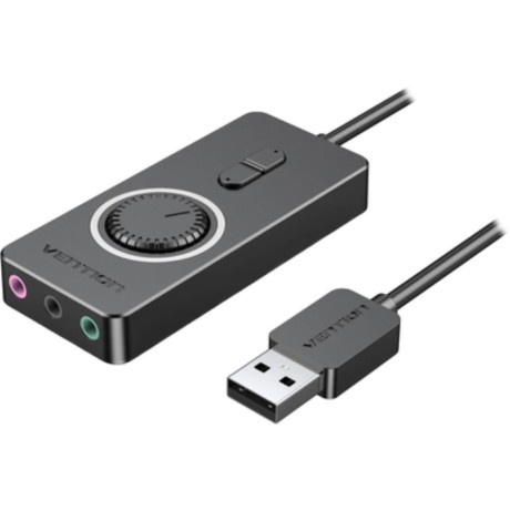 Vention usb 2.0 External Stereo Sound Adapter With Volume Control 0.5m Black abs Type (Cdrbd) (Vencdrbd)