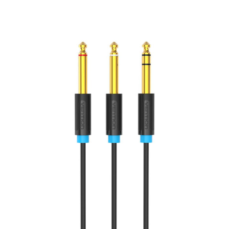 Vention trs 6.5mm Male to 2*6.5mm Male Audio Cable 3m Black (Batbi) (Venbatbi)