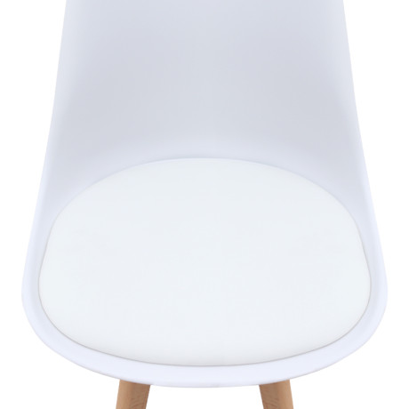 Καρέκλα Τραπεζαρίας Viva Megapap pp - pu Λευκό - Ξύλινο Φυσικό Πόδι 48,5x54x80εκ.