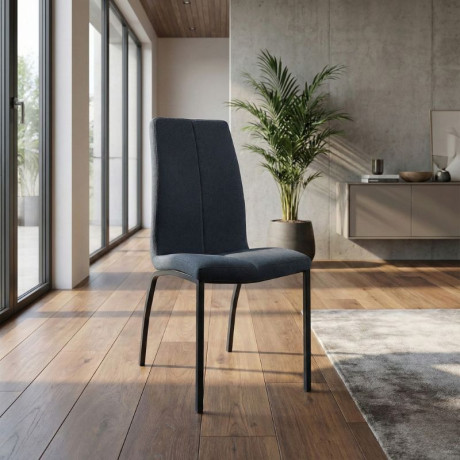 Καρέκλα Τραπεζαρίας Fina Megapap Ανθρακί Ύφασμα - Μεταλλικό Μαύρο Πόδι 43x58x95εκ.