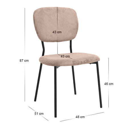 Καρέκλα Τραπεζαρίας Kevin Megapap Μόκα Ύφασμα - Μεταλλικό Μαύρο Πόδι 48x51x87εκ.