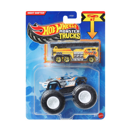 Mattel hot Wheels: Monster Trucks - Night Shifter 2 Pack Vehicles (Jjt60)