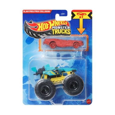 Mattel hot Wheels: Monster Trucks - Slam Prix / Prix Collision 2 Pack Vehicles (Jjt57)