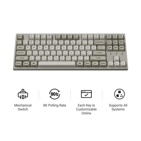 Keychron c1 pro (C1px-m1) Qmk/via Mechanical red Switch - 8k Polling Rate hot Swap.80% us Retro rgb