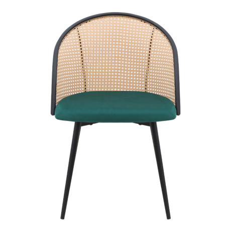 Καρέκλα Τραπεζαρίας Jacob Megapap pe Rattan - Κυπαρισσί Βελούδο - Μεταλλικό Μαύρο Πόδι 52x50x77εκ.