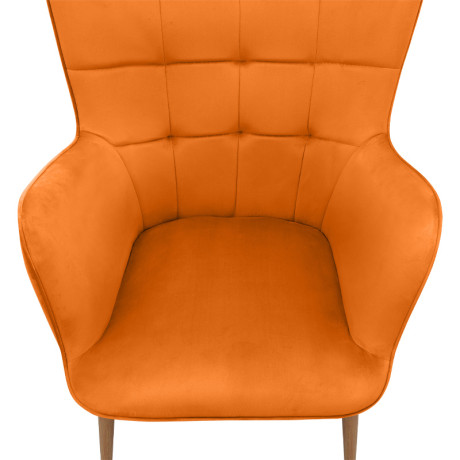 Πολυθρόνα - Μπερζέρα με Υποπόδιο Lily Megapap Κροκί Βελούδο - Μεταλλικό Πόδι Χρώμα Φυσικό 70x62x98εκ.