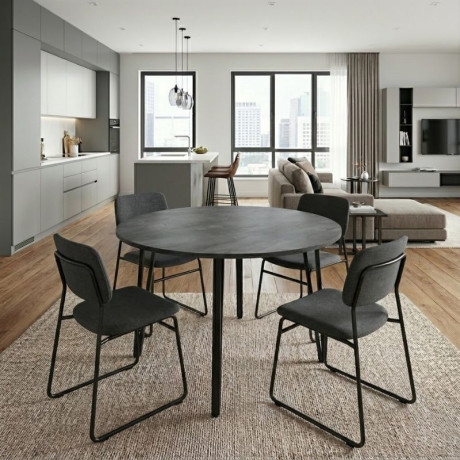 Τραπέζι Zeno Megapap Χρώμα Σκούρο Γκρι Σκυροδέματος Ø110x73,5εκ.