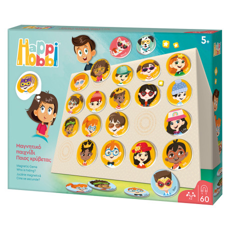 HappiHobbi Ποιος Κρύβεται? 60 Εκπαιδευτικοί Χάρτινοι Μαγνήτες Για 5+ Χρονών