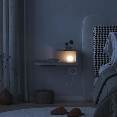 Κομοδίνο Επιτοίχιο Luno Megapap με led Χρώμα Sandstone 40x30x16,2εκ.