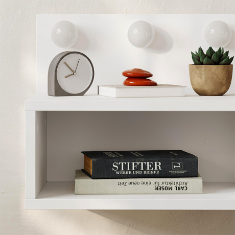 Κομοδίνο Επιτοίχιο Treo Megapap με led Χρώμα Λευκό 40x30x33,8εκ.