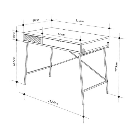 Γραφείο Εργασίας Naive Megapap Χρώμα Sapphire oak 113,4x60x77,5εκ.