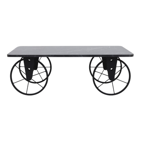 Τραπεζάκι Σαλονιού Jemmy Megapap mdf - Μεταλλικό Χρώμα Μαύρο εφέ Μαρμάρου 90x55x33εκ.