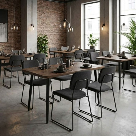 Τραπέζι Levico Megapap mdf - Μεταλλικό Χρώμα Καπνιστή Καρυδιά 130x75x75εκ.