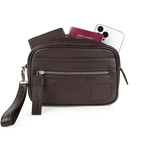 Τσαντάκι - Πορτοφόλι Χειρός Δερμάτινο Lois Καφέ 305985-02