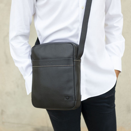 Τσαντάκι Ώμου Δερμάτινο JASLEN Μαύρο 313026-01