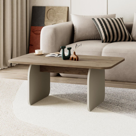 Τραπεζάκι Σαλονιού Pietra Megapap Χρώμα Sepet oak - Sandstone 100x60x41,8εκ.