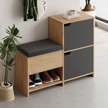 Παπουτσοθήκη Haven Megapap Χρώμα Sapphire oak - Ανθρακί 101x35x80,4εκ.