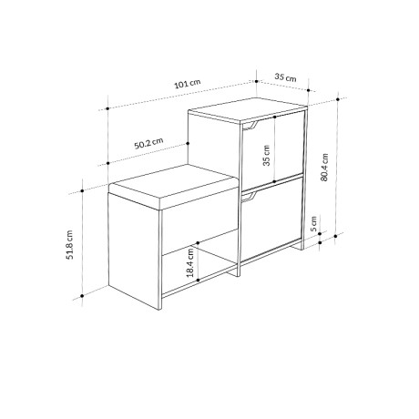 Παπουτσοθήκη Haven Megapap Χρώμα Sapphire oak - Ανθρακί 101x35x80,4εκ.