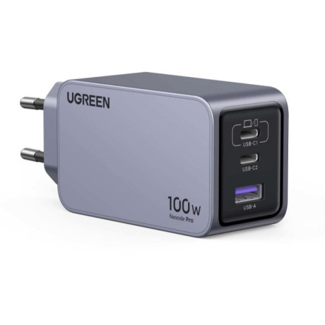 Ugreen Nexode pro 100w Wall Charger gan usb + 2x usb-c Gray (25874) (Ugr25874)