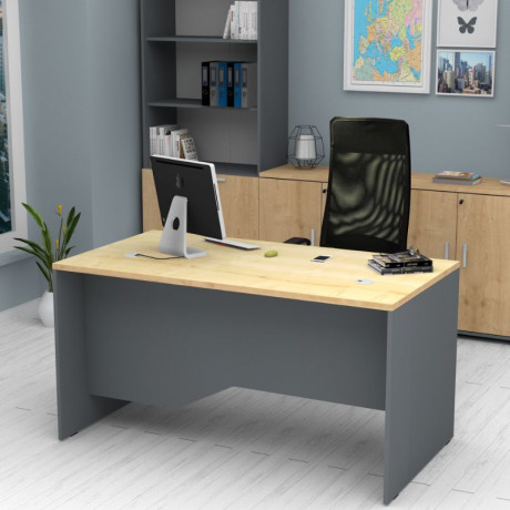 Γραφείο Επαγγελματικό Venturo Megapap Χρώμα Ανθρακί - Φυσικό Οξιάς 150x80x75εκ.