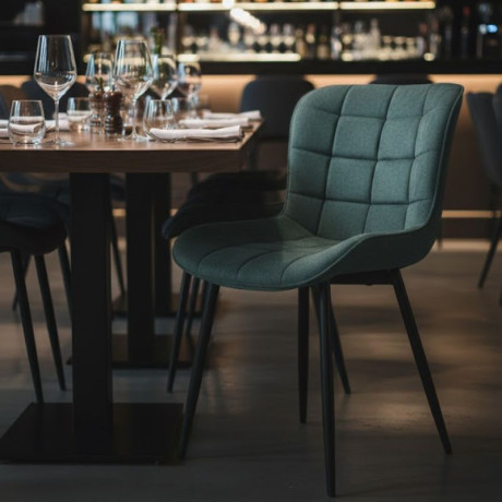 Καρέκλα Τραπεζαρίας Chiara Megapap Πράσινο Ύφασμα - Μεταλλικό Μαύρο Πόδι 48x58x81εκ.