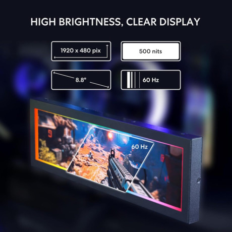 Lian li 8.8" Universal Screen White - for any pc - Argb Frame - Display Panel - Lcd mini monitor
