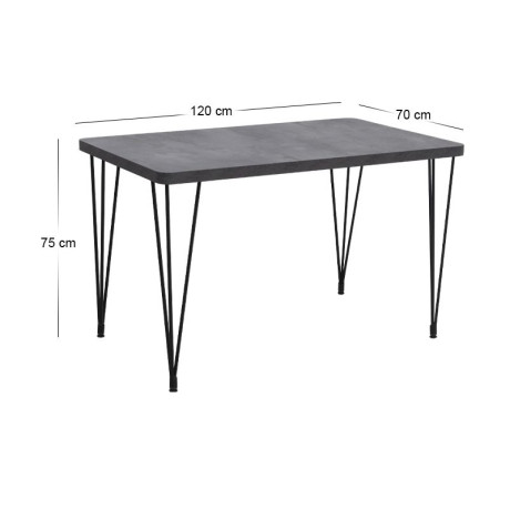 Σετ Τραπεζαρία 5τμχ Roger - Kevin Megapap mdf - Ύφασμα Χρώμα Σκούρο Γκρι Σκυροδέματος - Γκρι 120x70x75εκ.