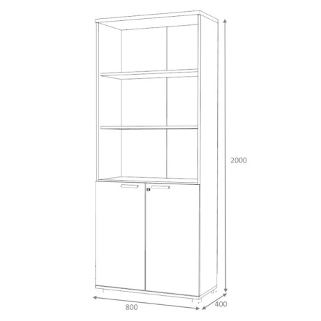 Βιβλιοθήκη Γραφείου Επαγγελματική Venturo Megapap Χρώμα Ανθρακί - Φυσικό Οξιάς 80x40x200εκ.