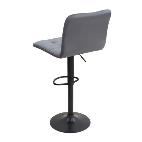 Σκαμπό Μπαρ Carmelo Megapap με Ρυθμιζόμενο Ύψος Βελούδο Γκρι - Βάση Μαύρο ματ 45x42x90/113εκ.