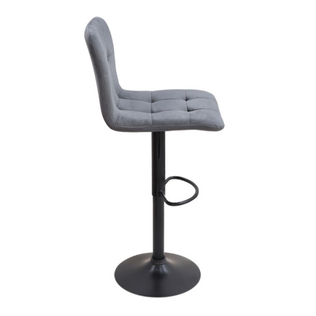 Σκαμπό Μπαρ Carmelo Megapap με Ρυθμιζόμενο Ύψος Βελούδο Γκρι - Βάση Μαύρο ματ 45x42x90/113εκ.