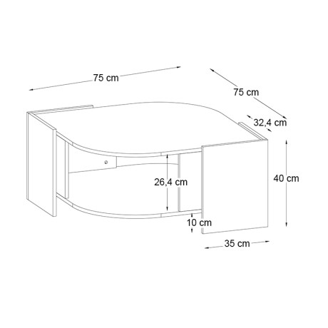 Τραπεζάκι Σαλονιού Marbel Megapap Χρώμα Sapphire oak - Λευκό εφέ Μαρμάρου 75x75x40εκ.