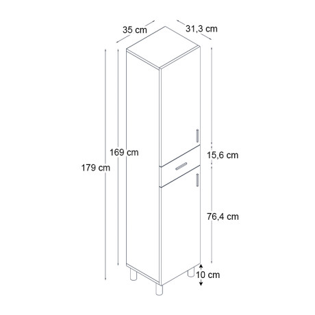 Ντουλάπι Κουζίνας - Μπάνιου Selina Megapap Χρώμα Sencron Black 35x31x179εκ.
