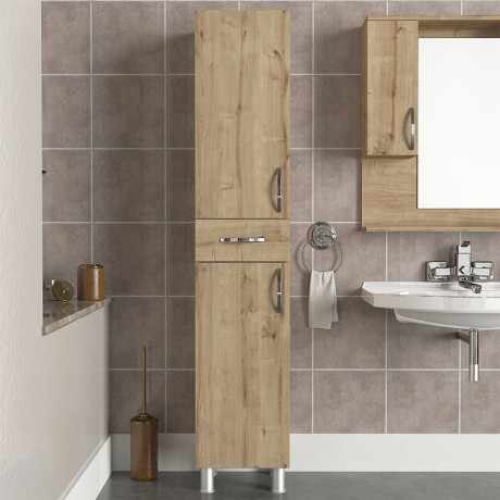 Ντουλάπι Κουζίνας - Μπάνιου Selina Megapap Χρώμα Sapphire oak 35x31x179εκ.