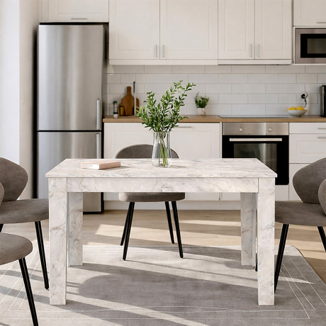 Τραπέζι Darlen Megapap Χρώμα Λευκό εφέ Μαρμάρου 125x72x74εκ.