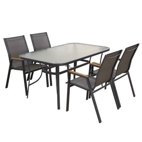 SELBY SET ΤΡΑΠΕΖΑΡΙΑΣ 5ΤΜΧ ΑΝΘΡΑΚΙ 140Χ80εκ.