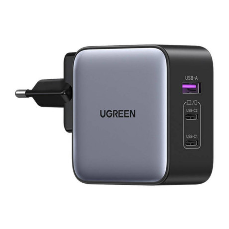 Ugreen Φορτιστής Χωρίς Καλώδιο gan με Θύρα usb-a και 2 Θύρες usb-c 65w Γκρι (90409b) (Ugr90409b)